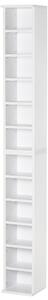 HOMCOM Stojany na CD nebo DVD s 12 přihrádkami pro 204 CD a nastavitelnými policemi do obývacího pokoje, ložnice či kanceláře 21x22,5x88,5 cm Bílá | A