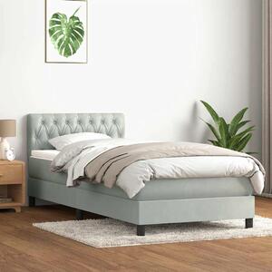 Box spring postel s matrací a LED Světle šedá 90x220 cm Samet 3317199