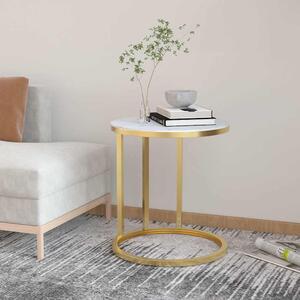 Odkládací stolek zlatý a bílý mramor 45 cm tvrzené sklo 331664