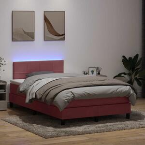 Box spring postel s matrací a LED růžová 120x220 cm samet 3316928