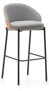 Šedá/v přírodní barvě barová židle (výška sedáku 77 cm) Eamy – Kave Home