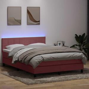 Box spring postel s matrací a LED růžová 160x210 cm samet 3316892
