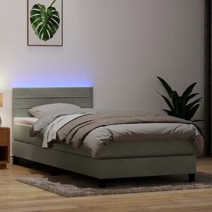 Box spring postel s matrací a LED Světle šedá 90x220 cm Samet 3317007