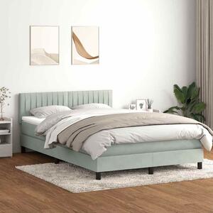 Box spring postel s matrací a LED světle šedá 160x210 cm samet 3317079