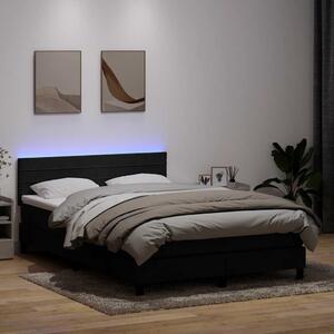 Box spring postel s matrací a LED černá 160x210 cm samet 3316985