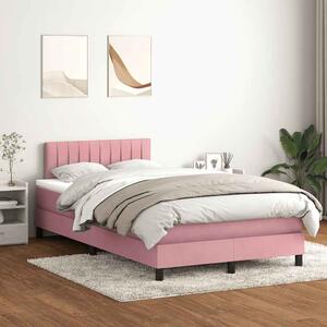 Box spring postel s matrací a LED růžová 120x220 cm samet 3317120