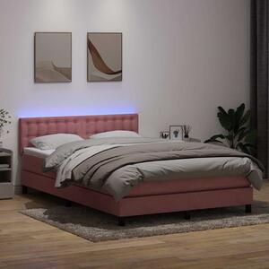 Box spring postel s matrací a LED růžová 160x210 cm samet 3317276
