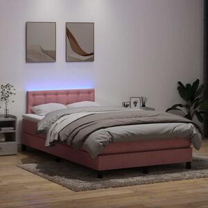 Box spring postel s matrací a LED růžová 120x220 cm samet 3317312