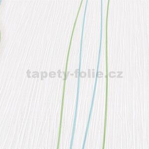 Papírové tapety na zeď Papillon 30001-08, rozměr 10,05 m x 0,53 cm, vlnovky s pruhy modro-zelené, Erismann