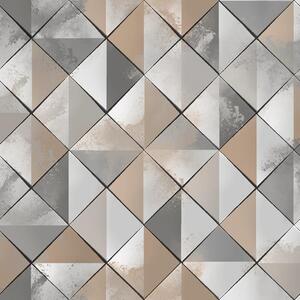 Vliesové tapety na zeď Pop M46703, trojúhelníky šedo-hnědé, rozměr 10,05 m x 0,53 m, UGEPA