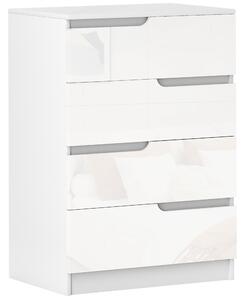HOMCOM 4-šuplíkový komoda Moderní komoda do ložnice s protiskluzovým šuplíkem pro obývací pokoj nebo chodbu 60x40x85 cm Bílá | Aosom