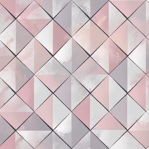 Vliesové tapety na zeď Pop M46709, trojúhelníky růžovo-šedá, rozměr 10,05 m x 0,53 m, UGEPA