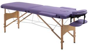 HOMCOM Skládací masážní stůl 210x81 cm Profesionální masážní lůžko s odnímatelným opěradlem hlavy, 2 zóny, madlo a dřevěný rám s nastavitelnou výškou