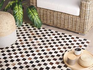 Kožený koberec patchworkový 140 x 200 cm béžově hnědý KAYABEY
