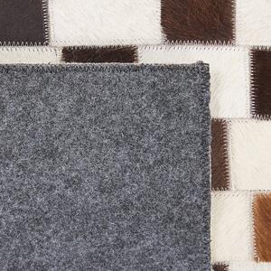 Kožený koberec patchworkový 140 x 200 cm béžově hnědý KAYABEY