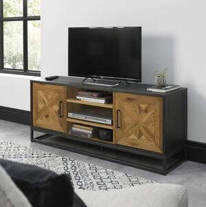 LivinHill TV stolek Indus 133 cm z masivu dub přírodní/grafit