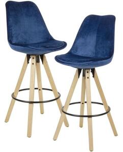 Wohnling Barová stolička LIMA, 2 kusy (textil-samet, tmavě modrá) (100292356005)
