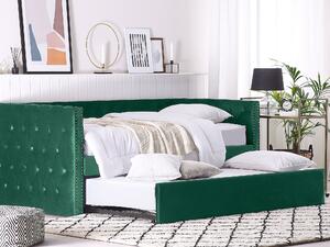 Výsuvná postel v zeleném sametu 90 x 200 cm GASSIN