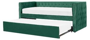 Výsuvná postel v zeleném sametu 90 x 200 cm GASSIN