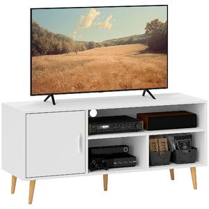 HOMCOM TV stolek pro TV do 60" Moderní televizní stůl s kabinetem a 3 přihrádkami 120x40x55 cm Bílý | Aosom