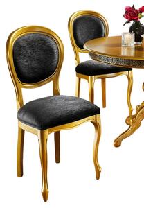 (3990) Italská zámecká židle zlatá/černá - set 2 ks