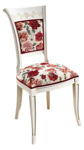 (3985) Květovaná čalouněná židle bílá/červená