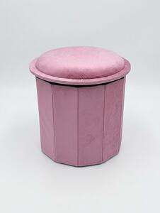 Sinsay - Sametový puf-stolek s úložným prostorem - pastelová růžová