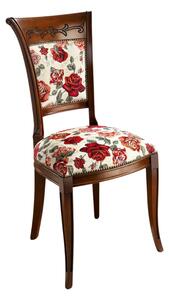 (3986) Květovaná čalouněná židle ořech/červená