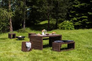 Vingo Dřevěný zahradní stůl z borovice – hnědá, 160 x 90 x 75 cm