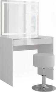 Toaletní stolek Vicco Sherry Bílá/bílý vysoký lesk 81.4 cm s LED zrcadlem a stoličkou, Model 57677