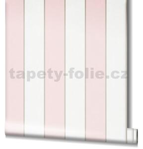 Vliesové tapety na zeď Ivy 82305, pruhy růžovo-bílé s metalickou konturou, rozměr 10,05 m x 0,53 m, NOVAMUR 6810-30