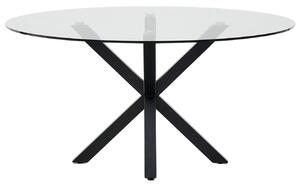 Skleněný jídelní stůl Kave Home Argo 150 cm s černou kovovou podnoží