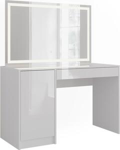 Toaletní stolek Vicco Sherry Bílá/bílý vysoký lesk 119.8 cm s LED zrcadlem, Model 57614