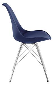 Homexperts Židle Ursel, 2 kusy (chrom / tmavě modrá) (100267120008)