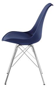 Homexperts Židle Ursel, 2 kusy (chrom / tmavě modrá) (100267120008)