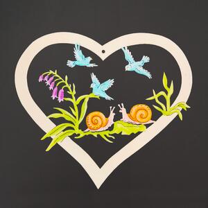 AMADEA Dřevěná dekorace srdce šneci, barevná dekorace k zavěšení, velikost 16 cm