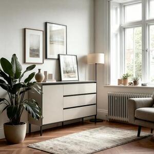 Komoda Kashmir, elegantní design – 136x83x38 cm (šířka x výška x hloubka) – Vysoká komoda, servírovací stolek, komoda s zásuvkami – vhodná do obývacího pokoje, jídelny nebo chodby
