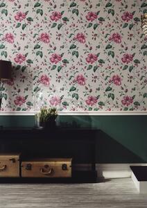Vliesové tapety na zeď 53738, rozměr 10,05 m x 0,53 m, růžové květy na krémovém podkladu, MARBURG