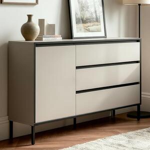 Komoda Kashmir, elegantní design – 136x83x38 cm (šířka x výška x hloubka) – Vysoká komoda, servírovací stolek, komoda s zásuvkami – vhodná do obývacího pokoje, jídelny nebo chodby