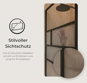 Vanová zástěna 80x140 cm, černá matná – sprchová stěna pro vanu, sklo ESG, tloušťka 6 mm, reliéfní povrch Carvella, jednodílná, ochrana proti stříkání, včetně montážního příslušenství