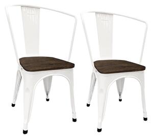 Kovová jídelní židle Panni, 2 ks, různé barvy-tmavé, dřevěné sedadlo
