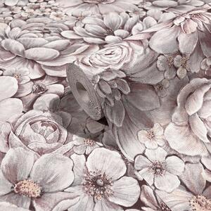 Vliesové tapety na zeď Botanica 33954, rozměr 10,05 m x 0,53 m, květy netřesků růžové, MARBURG