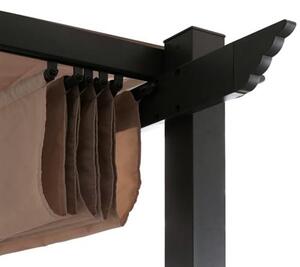 Hliníková pergola | Stabilní konstrukce o rozměrech 8 cm | Posuvná střecha | UV ochrana 50+ | Rozměry: 3 x 3 m | Barva: Taupe | Zahrada, pergola, zahradní altán