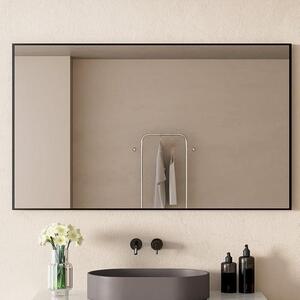 Černý nástěnný zrcadlo 70x120 cm, zrcadlo s černým rámem, velké obdélníkové nástěnné zrcadlo s kovovým rámem, zrcadlo do koupelny, ložnice, obývacího pokoje, šatny, chodby