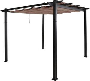 Hliníková pergola | Stabilní konstrukce o rozměrech 8 cm | Posuvná střecha | UV ochrana 50+ | Rozměry: 3 x 3 m | Barva: Taupe | Zahrada, pergola, zahradní altán