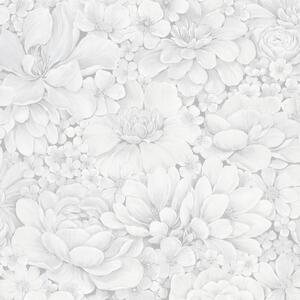 Vliesové tapety na zeď Botanica 33952, rozměr 10,05 m x 0,53 m, květy netřesků bílo-šedé, MARBURG