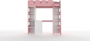 Multifunkční postel 75x180 POPPY s psacím stolem - růžová