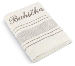 Bellatex Froté ručník kolekce Mozaika s výšivkou BABIČKA krémový 50x100 cm