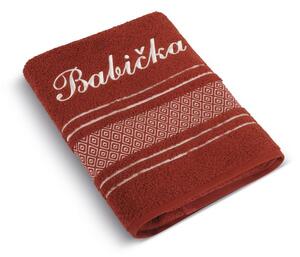 BELLATEX Froté ručník mozaika se jménem BABIČKA tmavá terra Ručník - 50x100 cm