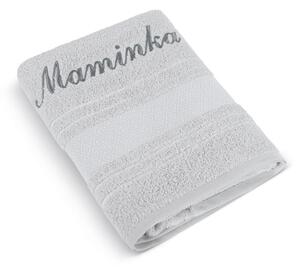 BELLATEX Froté ručník mozaika se jménem MAMINKA světlá šedá Ručník - 50x100 cm